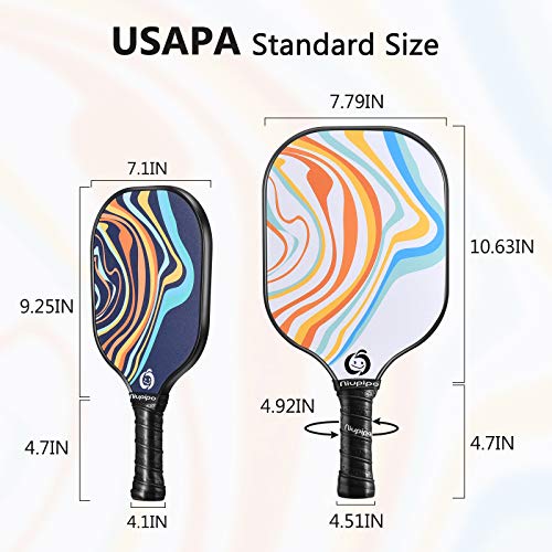 Pickleball Paddles, Parent, Child Pickleball Set, USAPA Approved Pickleball Paddles 4 Pack, 4 Balls, 1 Pickleball Bag, Fiberglass Surface, Polypropylene Honeycomb Core, Lightweight Pickleball Paddle