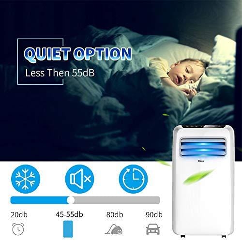 Shinco SPF2-08C 8,000 BTU Portable Air Conditioner,Dehumidifier Fan Functions,Rooms up to 200 sq.ft, Remote Control, LED Display, White
