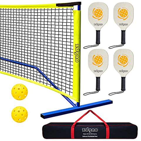 Zdgao Pickleball Set with 4 Paddles and Net - Official Size Net, 4-Pickleball Paddles, and 2 Outdoor Pickleball Balls, Outdoor Fun for Kids, Teens and Adults