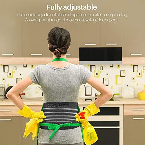 Cotill Back Brace Lumbar Lower Belt Brace and 8 Stable Splints Support - Dual Adjustable Straps and Breathable Mesh Panels for Back Pain and Stress Relief (L/XL)