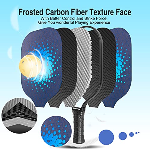 Beives Pickleball Paddles, Graphite Pickleball Rackets Set of 2 with 4 Balls for Outdoor/Indoor, Polypropylene Honeycomb Core, Edge Guard, Ergonomic Grip, Lightweight Pickleball, Carry Bag