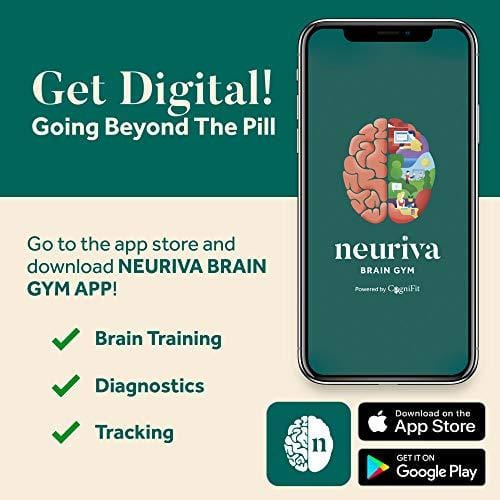 Fast-Acting Brain Supplement - NEURIVA Plus (30Count in a Bottle), Plus B6, B12 & Folic Acid, Supports 6 Indicators of Brain Performance: Focus, Memory, Learning, Accuracy, Concentration & Reasoning