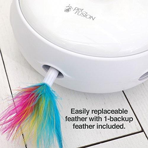 PetFusion AMBUSH INTERACTIVE Cat Toy with electronic rotating feather. (Smart modes, nighttime light, batteries included)