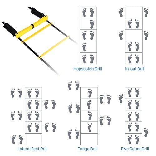 GHB Pro Agility Ladder Agility Training Ladder Speed Flat Rung with Carrying Bag 12 Rungs