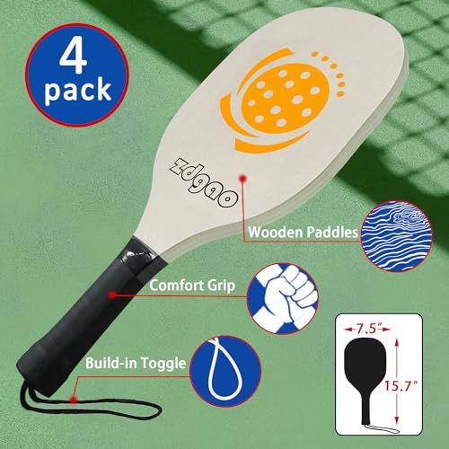 Pickleball Nets with Wheels Portable Pickle Ball Set with Net and Pickleball Paddles of 4, 22FT Pickleball Net Outdoor Pickle Balls, Court Marking Kit, and Carrying Bag for Family, Home