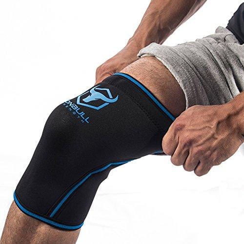 Knee Sleeves 7mm (1 Pair) - High Performance Knee Sleeve Support For Weight Lifting, Cross Training & Powerlifting - Best Knee Wraps & Straps Compression - For Men and Women (Black/Blue, X-Large)