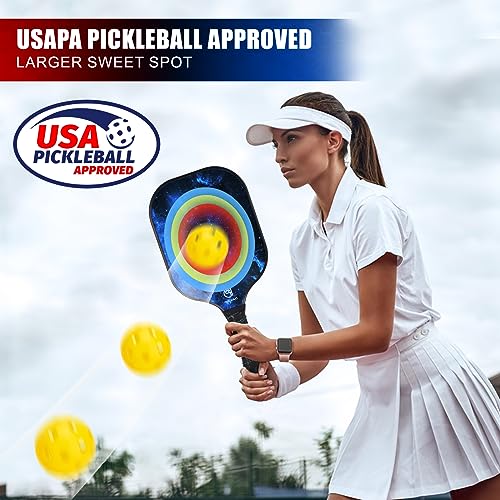DULCE DOM Pickleball Paddles Set of 4, USAPA Approved Fiberglass Surface Pickleball Set with Pickleball Paddles, 4 Pickleball Balls and Pickleball Bag, Pickle Ball Rackets Gifts for Beginners & Pros