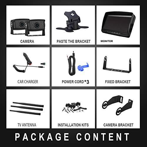 FHD 1080P Digital Wireless Dual Backup Camera 7'' Monitor Kit Split Screen for Trailer/RV/Truck/Camper Rear/Side/Front View Camera Night Vision IP69K Waterproof Driving/Reversing Use