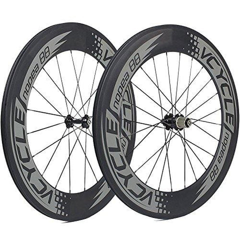VCYCLE Nopea 700C Carbon Racing Road Bicycle Wheelset 88mm Clincher 23mm Width Shimano or Sram 8/9/10/11 Speed