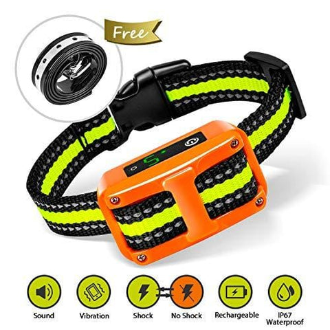 [Newest 2019]Dog Bark Collar-5 Adjustable Sensitivity and Intensity Levels-Dual Anti-Barking Modes-Rechargeable/Rainproof/Reflective -No Barking Control Dog shock Collar for Small Medium Large Dog