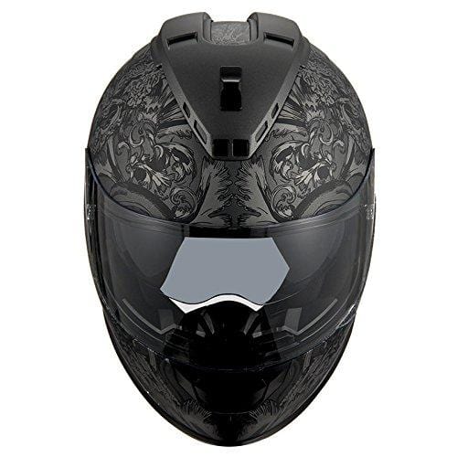 1Storm Motorcycle Full Face Helmet Dual Lens/Sun Visor Matt Skull Black