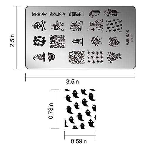 Nail Stamping Kit Christmas Nail Plates - Ejiubas Nail Stamping Plate Nail Art Stamping Kit Nail Polish Stamping Plate Set Halloween Nail Stamping Templates EJB X07 X08