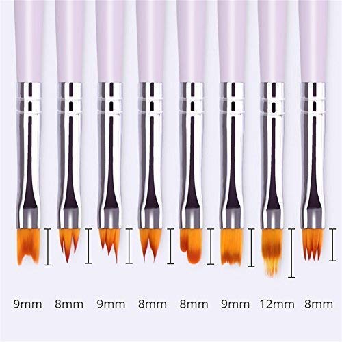8 Pcs Nail Brush Pen Gradient Acrylic Painting Brush Set UV Gel Flower Drawing Pen Purple Handle Manicure Nail Art Polish Pen Tool