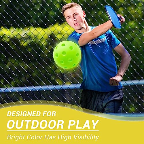 Wakefa Outdoor Pickleball Balls 24 Pack: 40 Holes Outdoor Pickle Balls Set with Nice Bounce High Visibility for Outdoor Courts Bright Green & Yellow Practice Pickleball