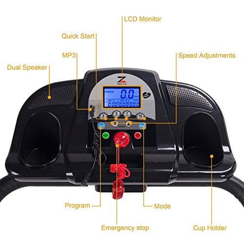 ZELUS Folding Treadmill Electric Motorized Running Machine with Downloadable Sports App Control Walking & Running OR Treadmill Mat, Cup Holder, MP3 Player & Wheels Easy (Treadmill with APP Control)