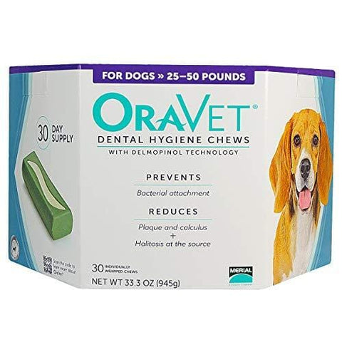Merial Oravet Dental Hygiene Chew for Medium Dogs (10-24 lbs), Dental Treats for Dogs, 30 Count