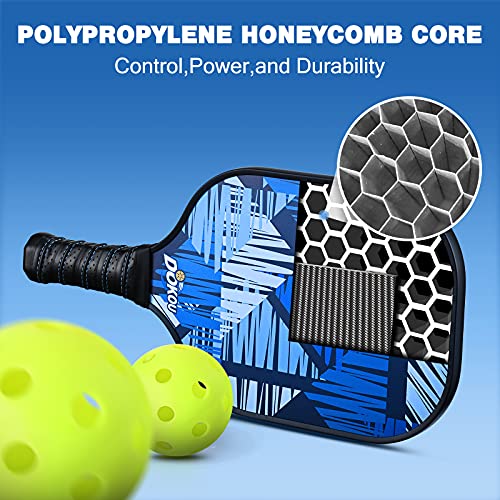 DOKOU Pickleball Paddles, Pickleball Paddle with Fiberglass Face and Polypropylene Honeycomb Core, Pickleball Paddle Set of 2 with 1 Bag and 4 Pickleballs