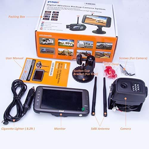 Wireless Backup Camera System, IP69K Waterproof Wireless Rear View Camera + 5'' LCD Wireless Reversing Monitor for Trailer, RV, Trucks, Horse-Trailer, School Bus, Farm Machine,etc