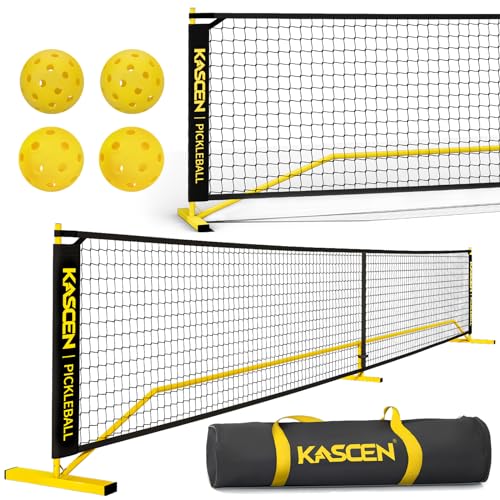 KASCEN Pickleball Net - Pickleball Net for Driveway, 22FT USAPA Portable Pickleball Set with Net, Pickle Ball Net with 4 Pickleballs & Carry Bag, Pickle Ball Net for Outdoor Indoor Court Backyard