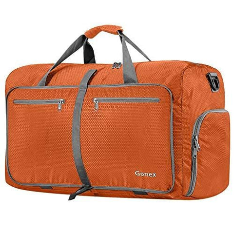 Gonex 80L Foldable Travel Duffle Bag for Luggage, Gym, Sport, Camping, Storage, Shopping Water Repellent & Tear Resistant Orange