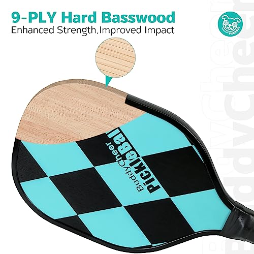 Pickleball Paddle, Blue Pickleball Racket, Premium Wood, Ergonomic Cushion Grip, Pickleball Gifts for Women & Men, Pickle-Ball Equipment