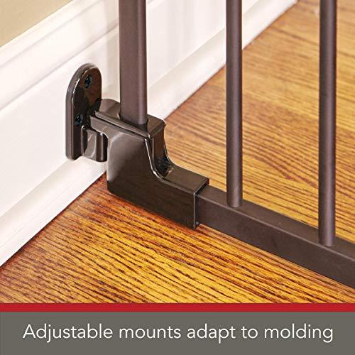 North States 72" Wide Deluxe Décor Baby Gate: Provides safety in extra-wide spaces with added one-hand functionality. Hardware mount. Fits 38.3"-72" wide (30" tall, Bronze)