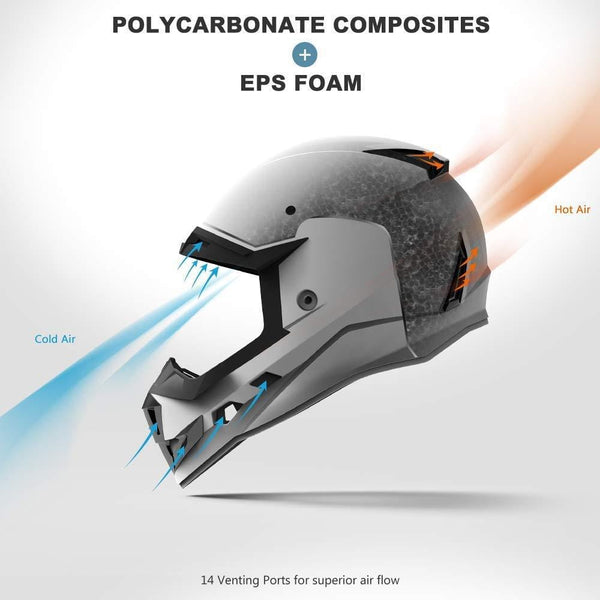 GLX Unisex-Child GX623 DOT Kids Youth ATV Off-Road Dirt Bike Motocross Helmet Gear Combo Gloves Goggles for Boys & Girls (Doodle Orange, Medium)