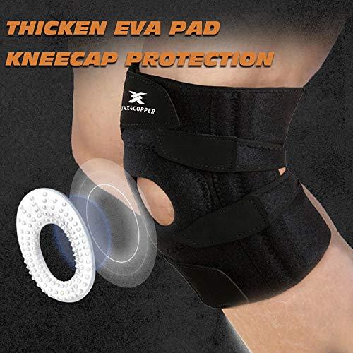 Thx4 Copper Knee Brace Support, Open Patella Side Stabilizers – for Swollen ACL, Meniscus Injuries, Arthritis, Tendonitis, Joint Pain Relief with Adjustable Compression Wrap