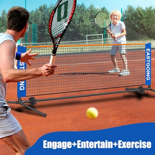 Eastgoing 10 ft Mini Portable Soccer Tennis Net | Pickleball Net System with Carrying Bag for Driveway Backyard. Easy Assemble Beach Tennis Net | Tennis Practice for Indoor and Outdoor