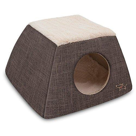 2-in-1 Cat Bed and Cave - with Plush Lining by Best Pet Supplies, Medium, Dark Brown