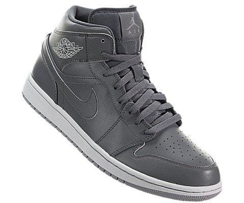Nike Men's Air Jordan 1 Mid Hi-Top Sneakers, Black, Multicolored (Cool Grey/Cl Gry-White-WLF Gry), 7.5 UK