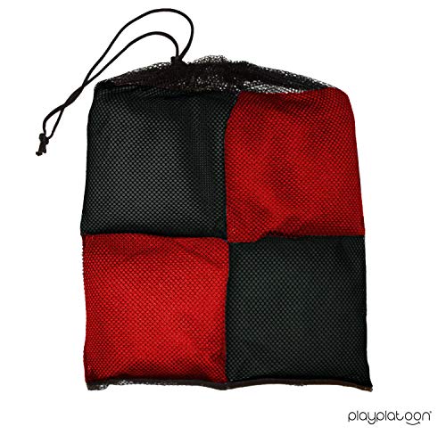 Play Platoon Premium Weather Resistant Duck Cloth Cornhole Bags - Set of 8 Bean Bags for Corn Hole Game - 4 Red & 4 Black.