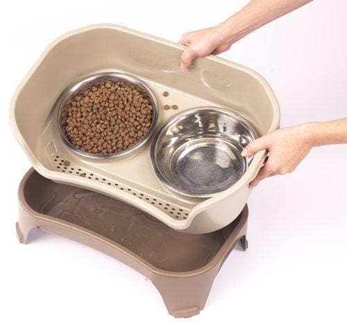 Neater Feeder Express (Medium to Large Dog, Champagne) - with Stainless Steel, Drip Proof, No Tip and Non Slip Dog Bowls and Mess Proof Pet Feeder