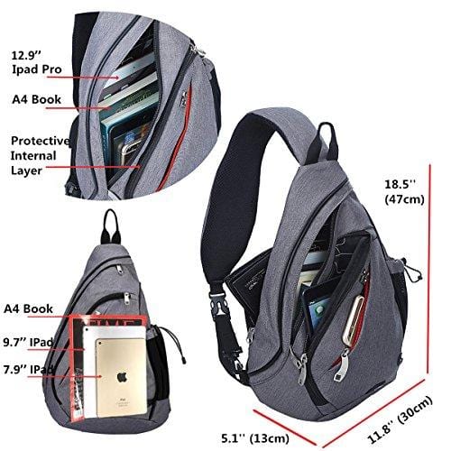 Pioneeryao 19'' Sling Bag Backpack Crossbody Bag Shoulder Bag (Purple)