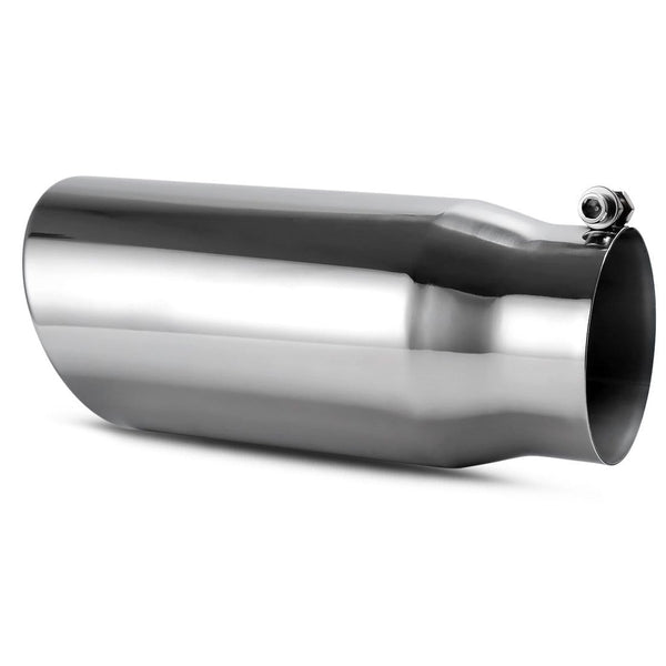 AUTOSAVER88 4 Inch Inlet Chrome Exhaust Tip, 4 x 5 x 12 Inches Bolt On Design Diesel Exhaust Tailpipe Tip.