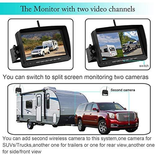 iStrong HD Digital Wireless Backup Camera System For RVs/Trucks/Trailers/5th Wheels/Motorhomes with 7'' Monitor Kit Rear View/Front View Camera IP69K Waterproof IR Night Vision