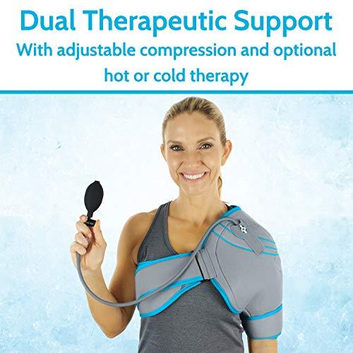 Arctic Flex Cold Shoulder Brace - Ice Pack for Rotator Cuff Support, Tendinitis, Dislocated Joint, Labrum Tear, Frozen Shoulder Pain, Sprain - Right or Left Compression Wrap Strap Band - Men and Women
