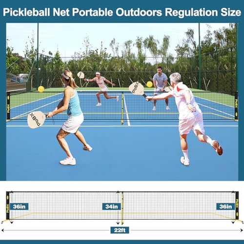 Deeliva Pickleball Set Net with Wheels Driveway Portable Outdoors Regulation Size Pickle Ball Nets System with 4 Paddles, 6 Pickle Balls, Court Line Marker, Carry Bag, Weather Resistant Metal Frame