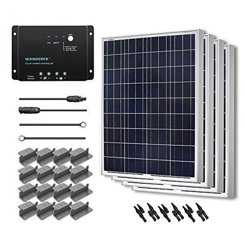 Renogy 400 Watt 12 Volt Polycrystalline Solar Starter Kit with Wanderer 30A PWM Charge Controller /Mounting Z Brackets/Adaptor Cables/Tray Cable