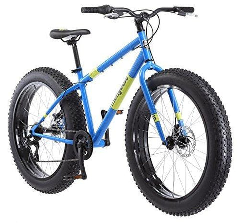 Mongoose Dolomite Fat Tire Mountain Bike, Featuring 17-Inch/Medium High-Tensile Steel Frame, 7-Speed Shimano Drivetrain, Mechanical Disc Brakes, and 26-Inch Wheels, Light Blue