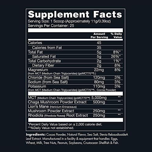 NOW KETO Keto +Balance with Lion’s Mane Mushroom, Chaga Mushroom, Rhodiola Root, C8 MCT Oil Powder | Sodium, Magnesium, Potassium, Sea Salt, Dutch Cocoa | Keto Coffee Creamer (Dutch Cocoa Chocolate)