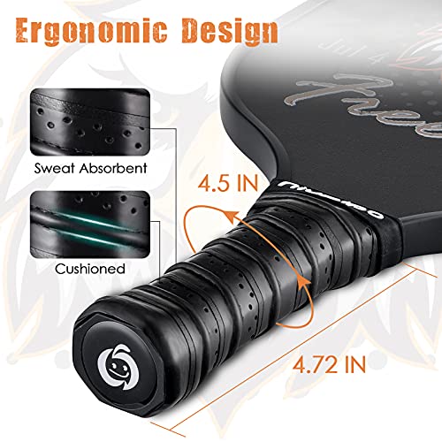 niupipo Pickleball Paddles, USA Approved Pickleball Paddles Set of 2 Pickleball Rackets 4 Pickleball Balls 1 Portable Bag, Polypropylene Honeycomb Core, Graphite Carbon Face, Cushioned 4.5In Grip