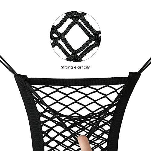 AUTOWN Car Dog Barrier, Auto Seat Net Organizer, Universal Stretchy Car Seat Storage Mesh & Mesh Cargo Net Hook Pouch Holder, Disturbing Stopper from Children and Pets as Car Backseat Barrier Net