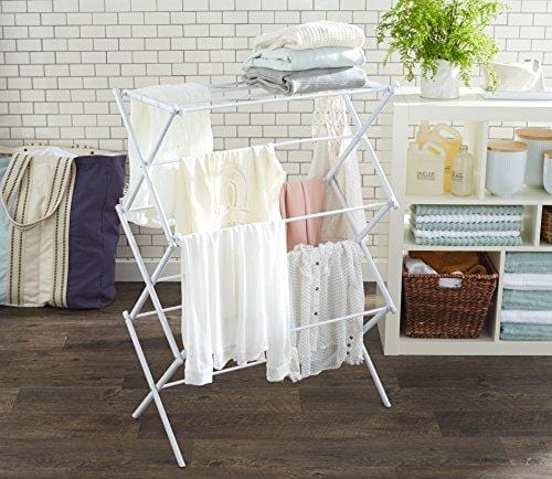 AmazonBasics Foldable Clothes Drying Laundry Rack - White