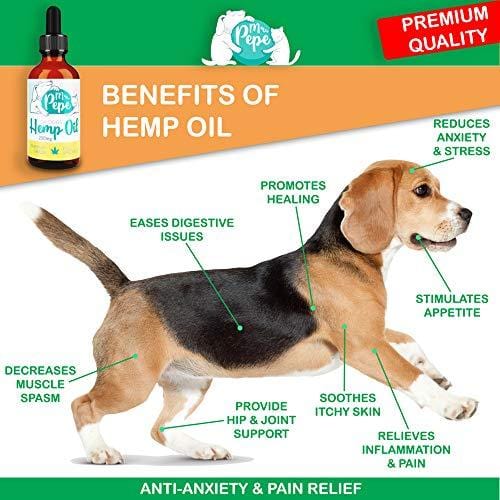 Mr. PePe Full Spectrum Hemp Oil for Dogs & Cats Peanut Butter Flavor 250mg - Organic Pain Relief, Stress & Anxiety Support, Calming Treats, Hip and Joint Health - High in Omega 3,6,9 - Made in USA