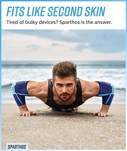 Sparthos Elbow Compression Arm Sleeves (Pair) – Tendonitis Elbow Brace Golfer's Tennis Elbow Support for Men and Women – Injury Recovery & Prevention Biceps Triceps Joint Pain Relief (Blue-M)