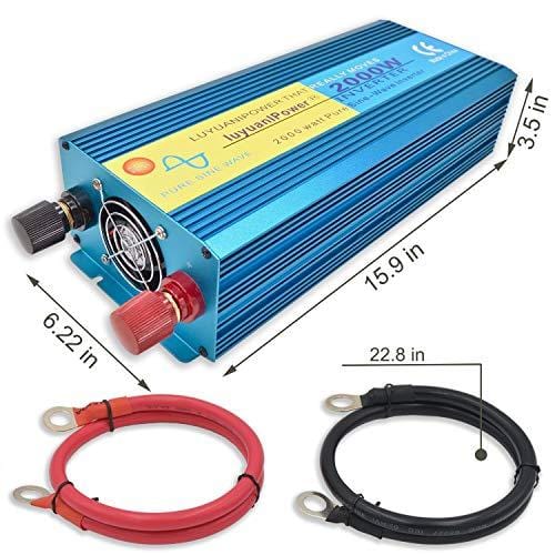 LVYUAN Car Caravan RV Camping Boat 2000W / 4000W (Peak) Pure Sine Wave Power Inverter DC 12V Inverter Soft Start 12V DC to AC 110V DC 12V Inverter Converter with LCD Display