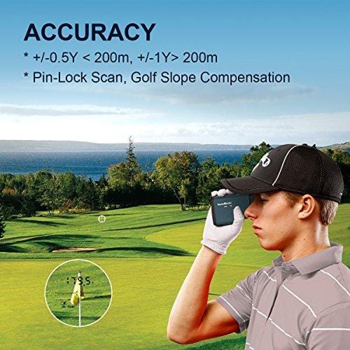 LaserWorks PRO X7 Golf Rangefinder with Flagpole Lock-Slope-Wireless Charging USB