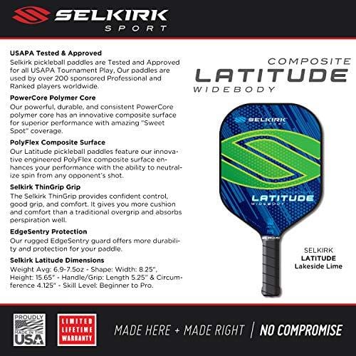 Selkirk Latitude Widebody Composite Pickleball Paddle - USAPA Approved - PowerCore Polymer Core - PolyFlex Composite Surface - EdgeSentry Protection - ThinGrip Handle (Lakeside Lime) [product _type] Selkirk Sport - Ultra Pickleball - The Pickleball Paddle MegaStore