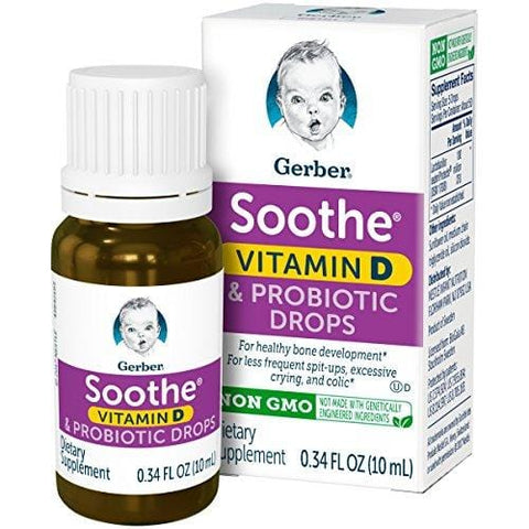 Gerber Soothe Baby Probiotic Drops with Vitamin D, 0.34 fl oz